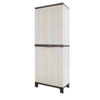 Gardeon 173cm Beige Outdoor Storage Cabinet – Lockable, Weather-Resistant, Adjustable Shelves, Premium Plastic