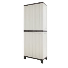 Gardeon 173cm Beige Outdoor Storage Cabinet – Lockable, Weather-Resistant, Adjustable Shelves, Premium Plastic