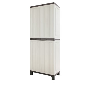 Gardeon 173cm Beige Outdoor Storage Cabinet – Lockable, Weather-Resistant, Adjustable Shelves, Premium Plastic