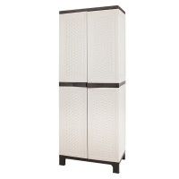 Gardeon Outdoor Storage Cabinet 173cm - Lockable, Weather-Resistant Rattan Beige Shed with Adjustable Shelves & Pegboard