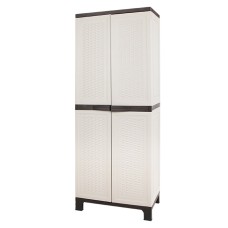 Gardeon Outdoor Storage Cabinet 173cm - Lockable, Weather-Resistant Rattan Beige Shed with Adjustable Shelves & Pegboard