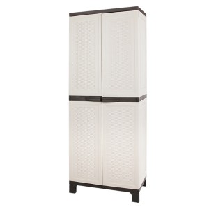Gardeon Outdoor Storage Cabinet 173cm - Lockable, Weather-Resistant Rattan Beige Shed with Adjustable Shelves & Pegboard