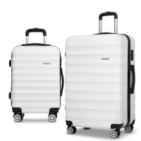 Wanderlite 2pcs Luggage Trolley Set, ABS Hard Shell, 20" & 28", White, TSA Lock, Lightweight, Travel Suitcase Combo