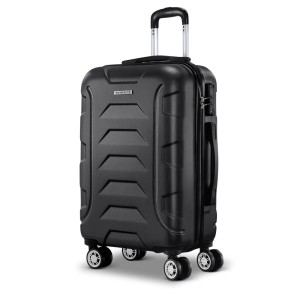 Wanderlite Luggage Trolley, ABS Hard Case, 20" Black, Lightweight 55cm Suitcase with TSA Lock & 360° Spinner Wheels