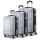 Wanderlite 3pc Luggage Trolley Set, ABS Hard Shell, Silver, 20/24/28", Lightweight, TSA Locks, 360° Spinner Wheels