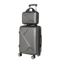 Wanderlite Luggage Set, ABS Hard Shell, 12" & 20" Trolley, Dark Grey, Lightweight, TSA Lock, 360° Wheels