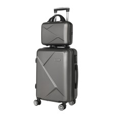 Wanderlite Luggage Set, ABS Hard Shell, 12" & 20" Trolley, Dark Grey, Lightweight, TSA Lock, 360° Wheels