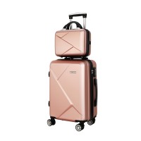 Wanderlite 2pc Luggage Set, ABS Hard Shell, 12" & 20", Rose Gold, Lightweight, TSA Lock, 360° Wheels, Travel Suitcase