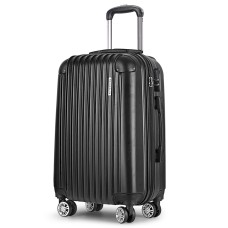 Wanderlite 24" Lightweight Black Luggage Trolley Set - Hard Case, TSA Lock, 360° Spinner Wheels, Durable ABS Material Wanderlite 24" Lightweight Black Luggage Trolley Set - Hard Case, TSA Lock, 360° Spinner Wheels, Durable ABS Material