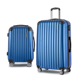 Wanderlite 2pc Luggage Trolley Set, ABS Hard Case, 20" & 28", Blue, Lightweight, TSA Lock, Dual Wheels, Travel Ready
