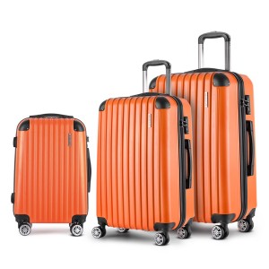 Wanderlite 3pc Luggage Trolley Set, ABS Hard Case, 20"/24"/28", Orange, Lightweight, TSA Lock, Dual Spinner Wheels