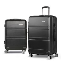 Wanderlite 2pc Luggage Trolley Set, ABS Hard Case, 20" & 28", Black, Lightweight, TSA Lock, Smooth Dual Wheels