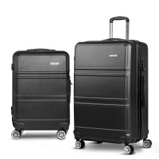 Wanderlite 2pc Luggage Trolley Set, ABS Hard Case, 20" & 28", Black, Lightweight, TSA Lock, Smooth Dual Wheels Wanderlite 2pc Luggage Trolley Set, ABS Hard Case, 20" & 28", Black, Lightweight, TSA Lock, Smooth Dual Wheels