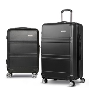 Wanderlite 2pc Luggage Trolley Set, ABS Hard Case, 20" & 28", Black, Lightweight, TSA Lock, Smooth Dual Wheels