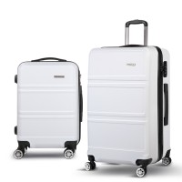 Wanderlite 2pc Luggage Trolley Set, ABS Hard Case, 20" & 28", White, Lightweight, TSA Lock, Dual Wheels Spinner