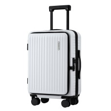 Wanderlite 20" White Carry-On Luggage - ABS Material, Front Pocket, Laptop Compartment, Dual TSA Locks, Spinner Wheels Wanderlite 20" White Carry-On Luggage - ABS Material, Front Pocket, Laptop Compartment, Dual TSA Locks, Spinner Wheels