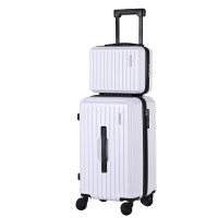 Wanderlite 2 Piece White Trunk Luggage Set 12" & 20" ABS Hard Shell Suitcases with 360° Spinner Wheels & TSA Lock