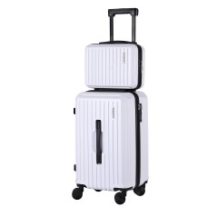 Wanderlite 2 Piece White Trunk Luggage Set 12" & 20" ABS Hard Shell Suitcases with 360° Spinner Wheels & TSA Lock