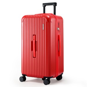 Wanderlite 28" Trunk Luggage 5 Wheel 360° Spinner TSA Lock Built in USB Type C Port Red 90L Comfort Packing