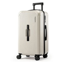 Wanderlite 28-inch Trunk Luggage 5-Wheel Spinner TSA Lock Built-in USB Type-C 90L Smoky White ABS PC