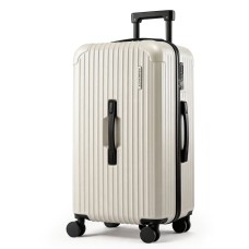 Wanderlite 28-inch Trunk Luggage 5-Wheel Spinner TSA Lock Built-in USB Type-C 90L Smoky White ABS PC