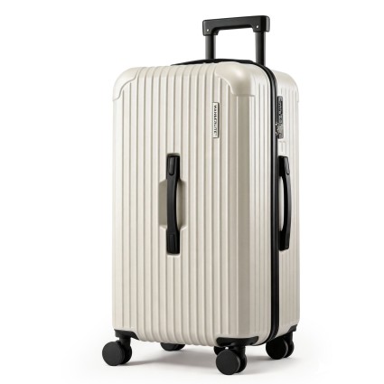 Wanderlite 28-inch Trunk Luggage 5-Wheel Spinner TSA Lock Built-in USB Type-C 90L Smoky White ABS PC