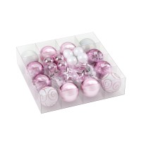 Jingle Jollys 33pcs Pink Christmas Tree Decorations Set, Shatterproof Baubles Ornaments, PVC, Festive Décor