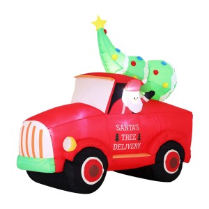 Jingle Jollys 1.6M LED Santa Truck Inflatable – Water & UV-Resistant, Easy Inflate/Deflate, Indoor/Outdoor Decor