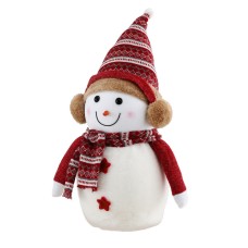 Jingle Jollys Christmas Snowman Handicraft Ornament 60cm Plush Wool & Foam Holiday Decoration with Red Scarf & Hat