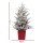 Jingle Jollys 1M LED Potted Christmas Tree with Flocked Leaves & Red Berries - Easy Setup, Perfect for Small Spaces