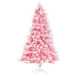 Jingle Jollys 6FT Pink Christmas Tree with Snow Flocked Leaves, 810 PVC & PE Tips, Sturdy Metal Stand, Easy Setup