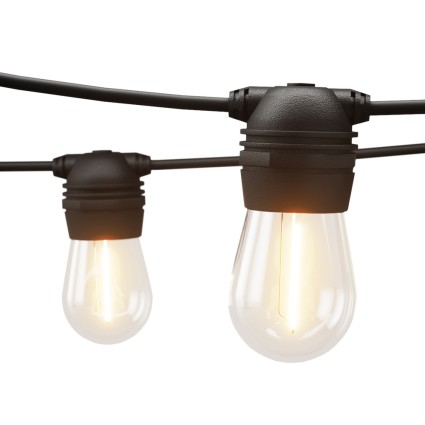 17m Solar Festoon String Lights Outdoor 30 LED S14 Bulbs, 4 Modes, USB Rechargeable, Warm White, 2 Pack, Waterproof