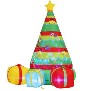 Jingle Jollys 2.2M Christmas Inflatable Gift Tree with Flashing Lights, Water-Resistant, UV-Protected, Easy Storage