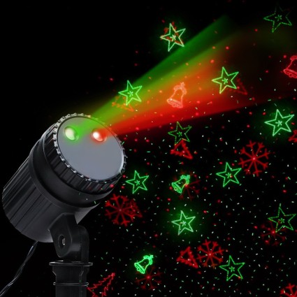 Jingle Jollys Laser Light Projector Outdoor Christmas Lights, Red and Green, Water-Resistant, Remote, 200m² Coverage