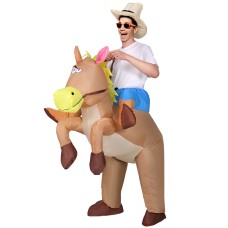 Inflatable Cowboy Costume for Adults – 1.48m Water-Resistant Polyester with USB Fan for Halloween Party Fun