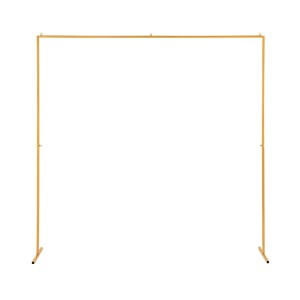 2M Gold Metal Backdrop Stand for Wedding Party, Flower Balloon Display, Easy Assembly, Stable Frame, Elegant Décor