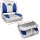Seamanship 2X Folding Boat Seats, Premium Plastic, 13cm Padding, Grey Blue, UV & Saltwater Resistant, Swivel Base