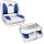 Seamanship Folding Boat Seats, Premium Plastic & UV-Resistant PVC, 13cm Padding, White/Blue, Set of 2 with Swivel Base