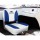 Seamanship Folding Boat Seats, Premium Plastic & UV-Resistant PVC, 13cm Padding, White/Blue, Set of 2 with Swivel Base