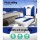 Seamanship Folding Boat Seats, Premium Plastic & UV-Resistant PVC, 13cm Padding, White/Blue, Set of 2 with Swivel Base