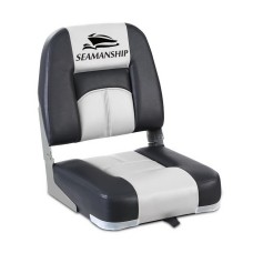 Seamanship 2X Folding Boat Seats, Premium Plastic, UV-Resistant, 10cm Padding, Grey, All-Weather, Swivel Base, 2 Pack