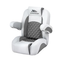 Seamanship Reclining Captain Boat Seat 90°-155°, 19cm Thick Cushion, Marine-Grade PVC, 136kg, Deep Grey, 65x65x