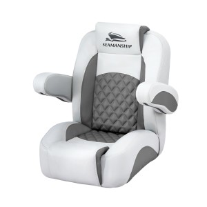 Seamanship Reclining Captain Boat Seat 90°-155°, 19cm Thick Cushion, Marine-Grade PVC, 136kg, Deep Grey, 65x65x