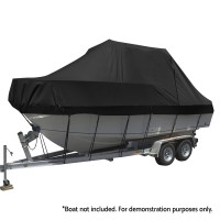 Seamanship Boat Cover, 600D Polyester, 19-21ft, Black, UV-Resistant, Heavy Duty, Trailerable, Marine Grade Protection