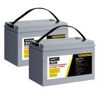 Giantz AGM Deep Cycle Battery 12V 100Ah x2 Box Set, Maintenance-Free, Portable for Solar Caravan Camping Marine