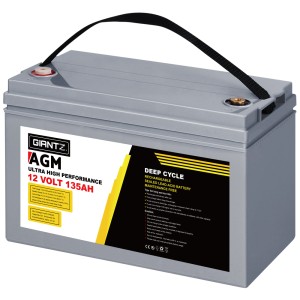 Giantz 12V 135Ah AGM Deep Cycle Battery - Portable Power for Solar, Caravan, Camping, and Marine Applications
