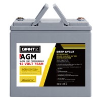 Giantz AGM Deep Cycle Battery 12V 75Ah Portable Power Box for Caravan, Camping, Solar, Marine, Maintenance-Free