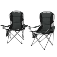 Weisshorn Grey Folding Camping Chairs 2pcs - Portable, Durable 600D Oxford, High Back, 100kg Capacity, Bonus Carry Bag Weisshorn Grey Folding Camping Chairs 2pcs - Portable, Durable 600D Oxford, High Back, 100kg Capacity, Bonus Carry Bag