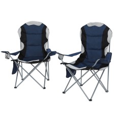 Weisshorn Portable Folding Camping Chairs 2pcs, Navy, Steel Frame, 600D Oxford Fabric, Drink Holder, 100kg Capacity Weisshorn Portable Folding Camping Chairs 2pcs, Navy, Steel Frame, 600D Oxford Fabric, Drink Holder, 100kg Capacity