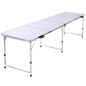 Weisshorn 240CM Portable Folding Camping Table - Adjustable Heights, Aluminium Frame, Rust-Resistant, Lightweight